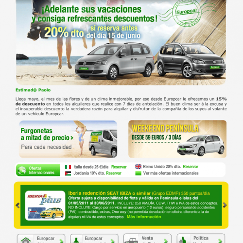 conceptualización creativa para campañas de banners & newsletters y comunicación digital para Europcar