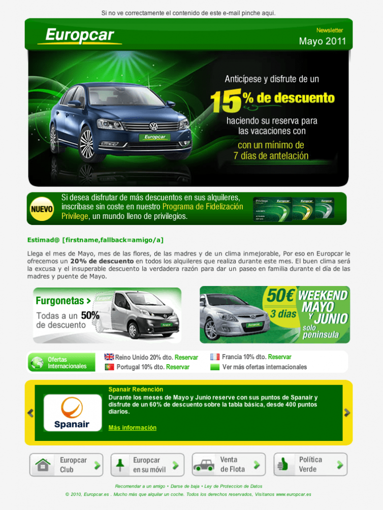 conceptualización creativa para campañas de banners & newsletters y comunicación digital para Europcar