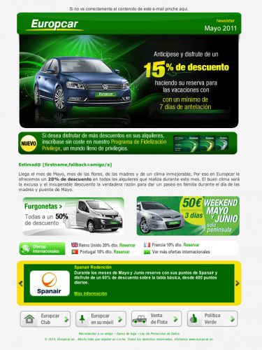conceptualización creativa para campañas de banners & newsletters y comunicación digital para Europcar