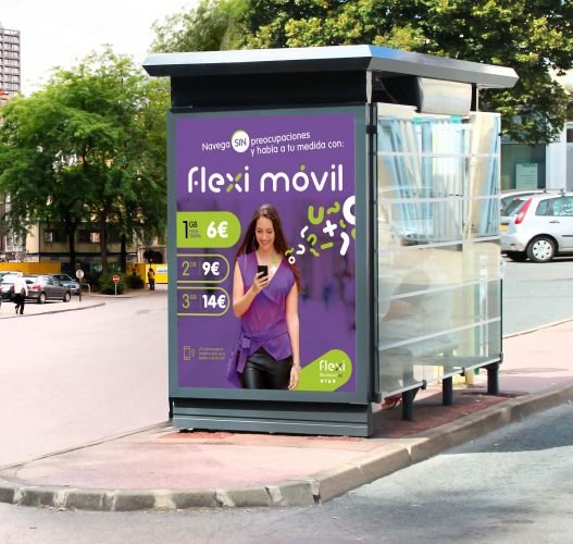 Cartel para el lanzamiento de Flexi Moviel la nueva marca de operador movil