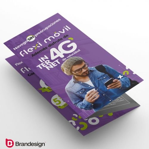 Diseño de tríptico material publicitario para lanzamiento de marca Brandesign agencia de branding