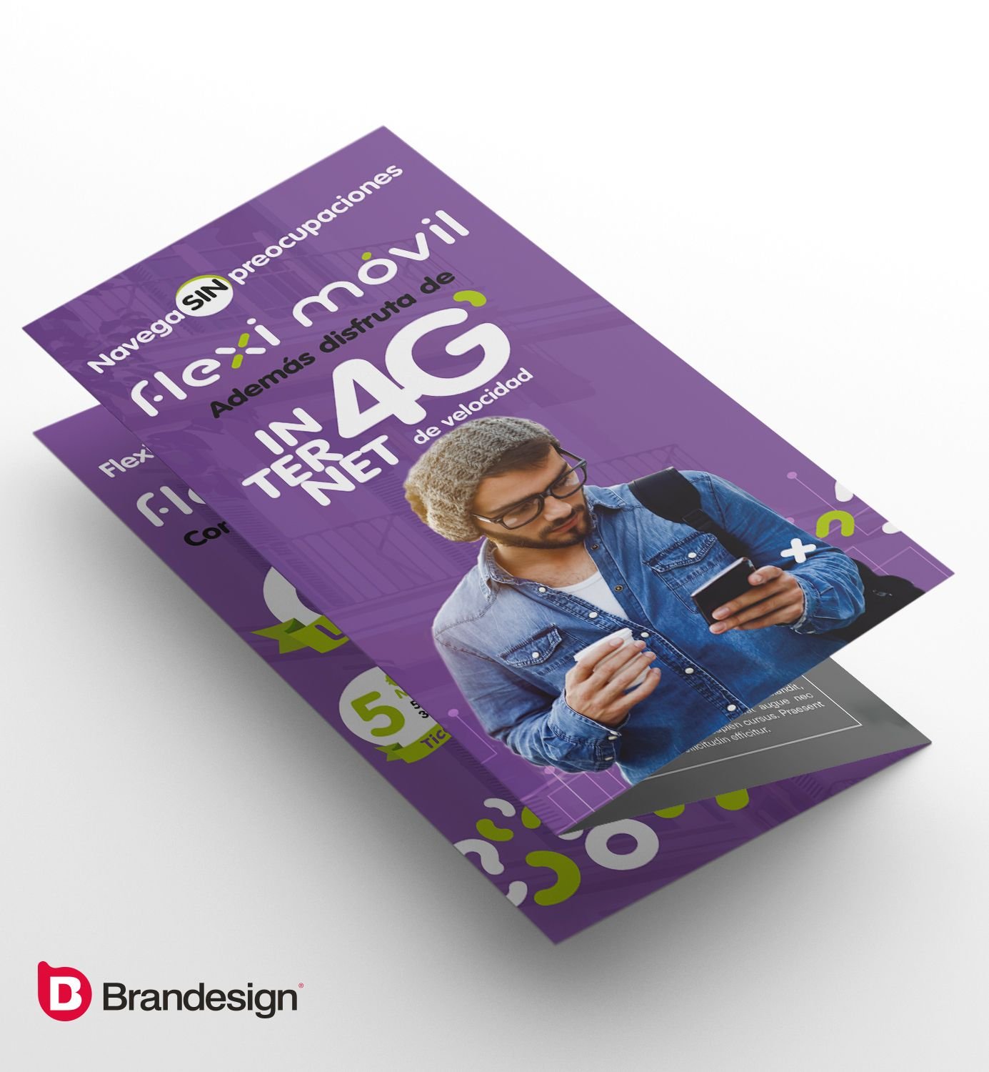 Diseño de tríptico material publicitario para lanzamiento de marca Brandesign agencia de branding