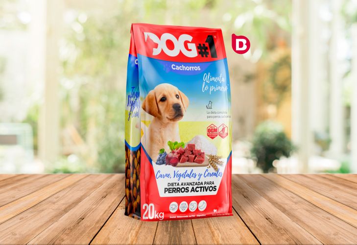 Graphic design of the Dog#1 dog food product line