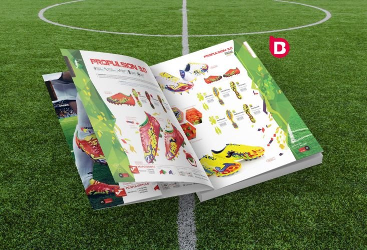 Diseño grafico del catalogo de productos marca joma deporte zapatillas brand design