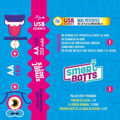 Diseño gráfico de etiquetas para baterías recargables inteligentes azul