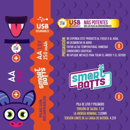 Diseño gráfico de etiquetas para baterías recargables morada