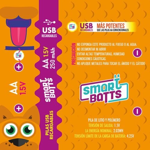 Diseño gráfico de etiquetas para baterías recargables naranja