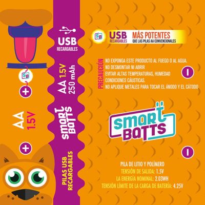 Diseño gráfico de etiquetas para baterías recargables naranja