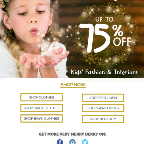 Ejemplo de newsletter para tienda online fashion kids campaña mailchimp
