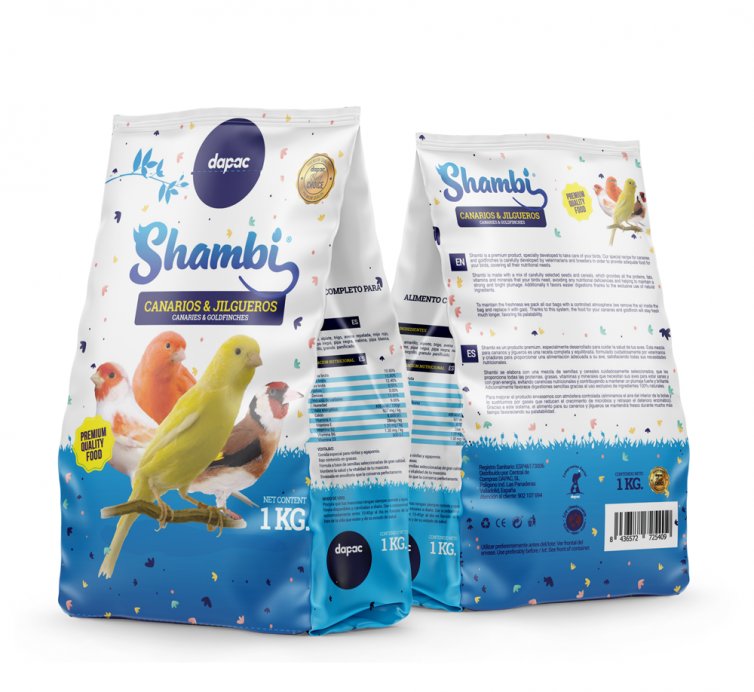 Diseño gráfico de los sacos de packaging para el pienso alimento para perros