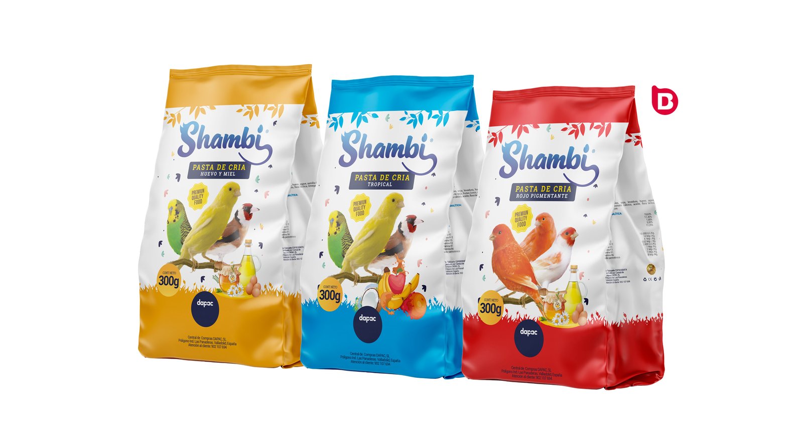 Diseño de los sacos de Shambi marca de alimentación para aves y pájaros