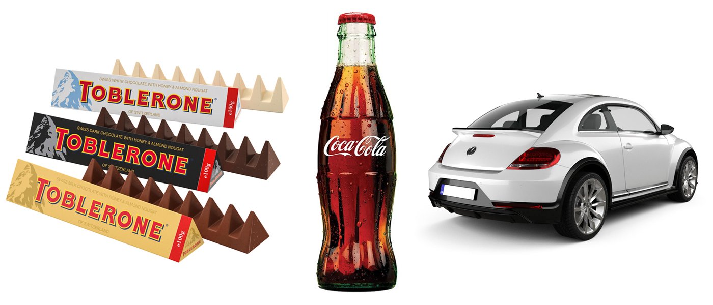 Las marcas tridimensionales hacen uso de diferentes herramientas para asegurar su exclusividad. toblerone es ejemplo de las marcas tridimensionales