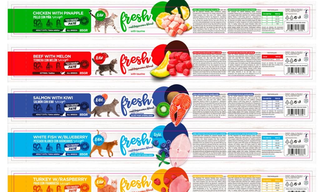 Diseño de las etiquetas para las latas de comida para gatos agencia de diseño de etiquetas para productos alimentos