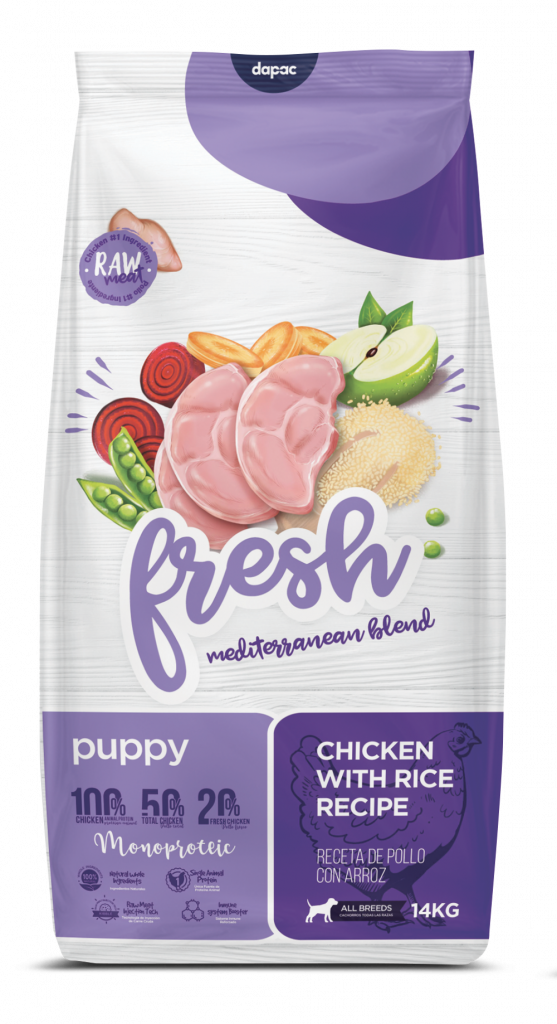 Frontal del saco de pienso linea de productos alimentacion mascotas