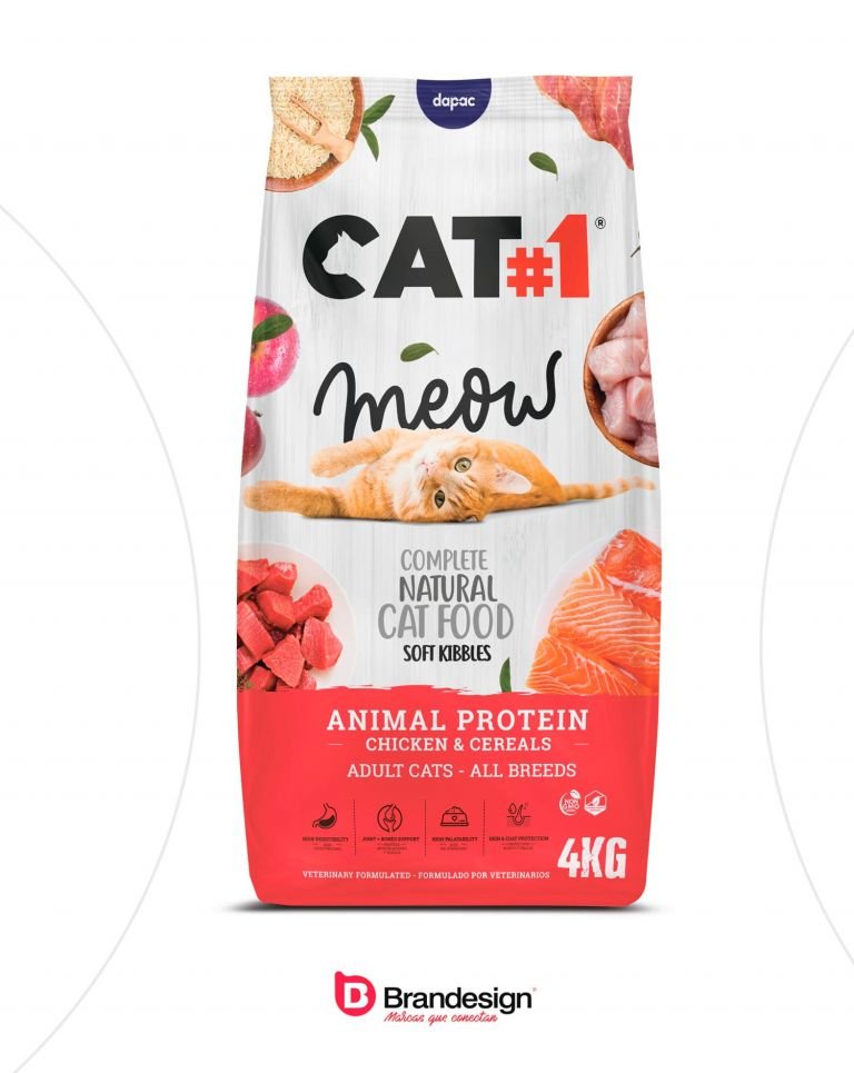 diseño grafico del saco de pienso para gatos cat one