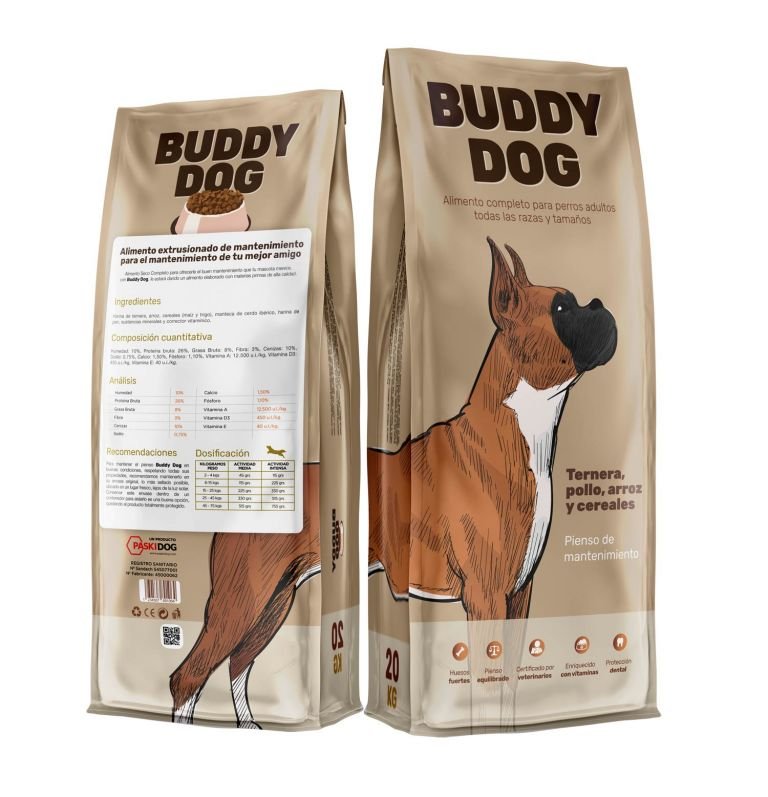 Diseño de la marca de comida para perros Buddy dog