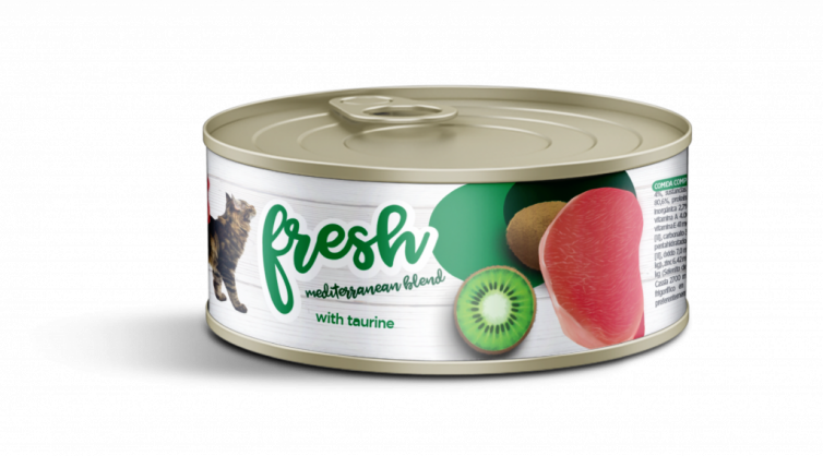 diseño de la etiqueta para las latas de alimentacion húmeda para gatos fresh agencia de diseño de envases y empaques