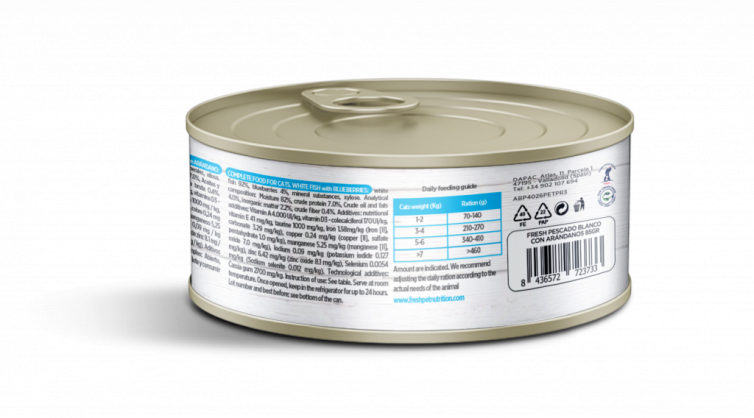 diseño de la etiqueta para la lata de comida para gatos