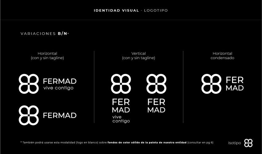 Logotipo monocroma guias de aplicaciones