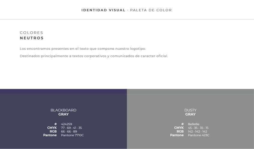 Paleta de colores uso corporativo