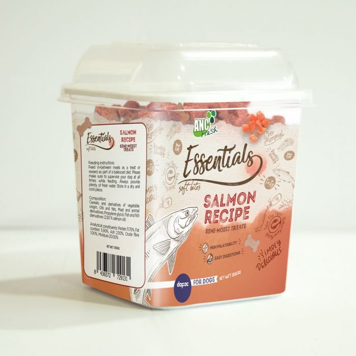 ilustraciones personalizadas de un salmón para producto alimentación mascotas