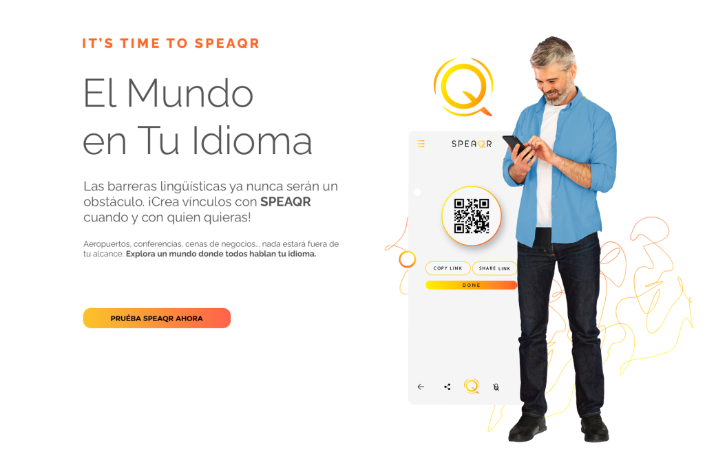 Ejemplo de diseño de botones y elementos interactivos de la app infografia de descripcion de la app en el diseño de la pagina web