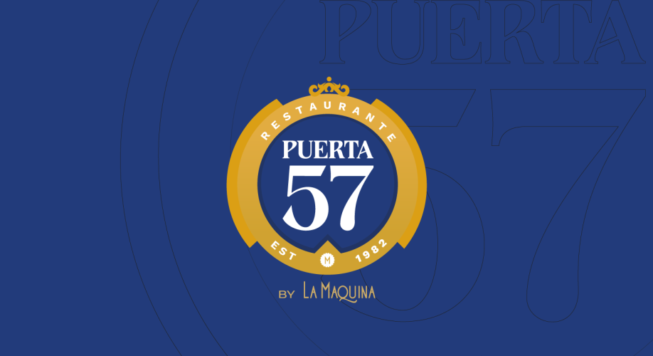 Rediseño del nuevo logotipo de puerta 57 restaurante real madrid