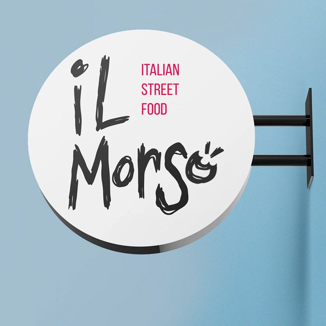 diseño de la banderola o cartela publicitaria exterior del local