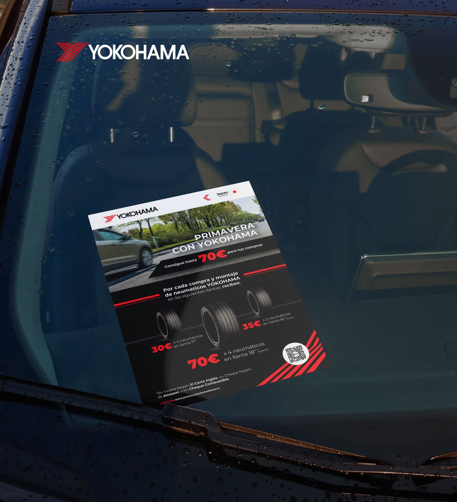 diseño de flyers y Leaflet neumáticos Yokohama campaña otoño