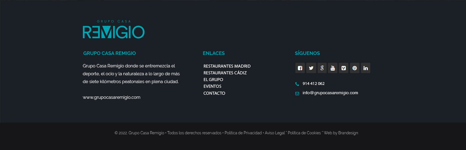 footer de la pagina web diseñada
