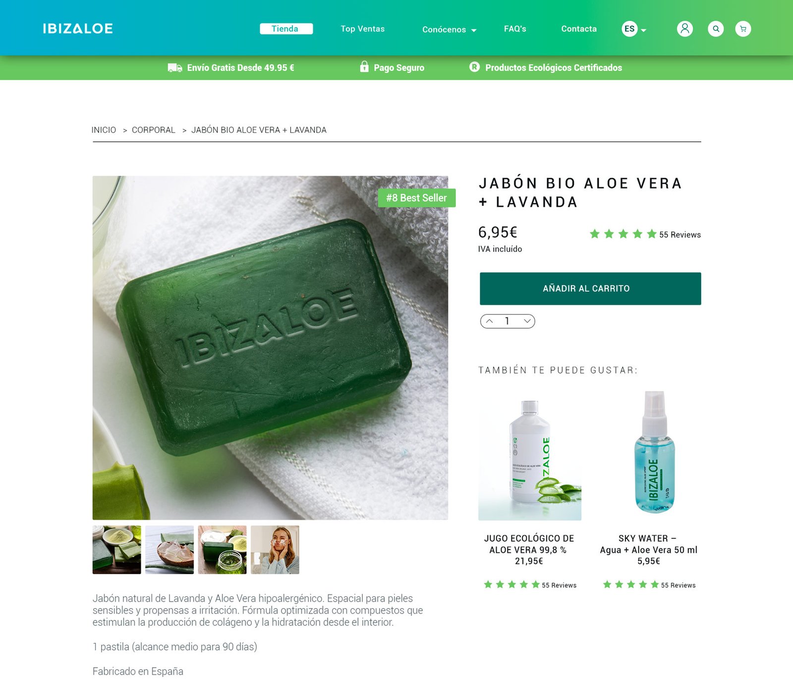 diseño de la ficha de producto del detalle de producto de la tienda online