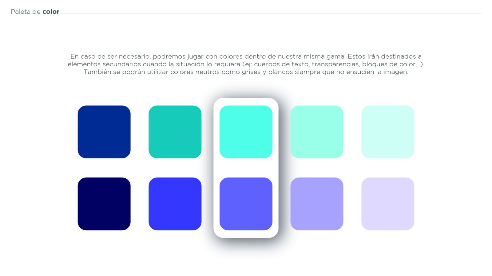 En nuestras composiciones también podremos utilizar degradados que partan de nuestra paleta original a una transparencia. Esto se podrá hacer tanto con nuestros colores sólidos como con nuestro gradiente principal.