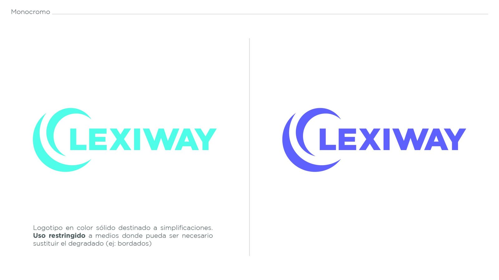 Logotipo en color sólido destinado a simplificaciones. Uso restringido a medios donde pueda ser necesario sustituir el degradado (ej: bordados)