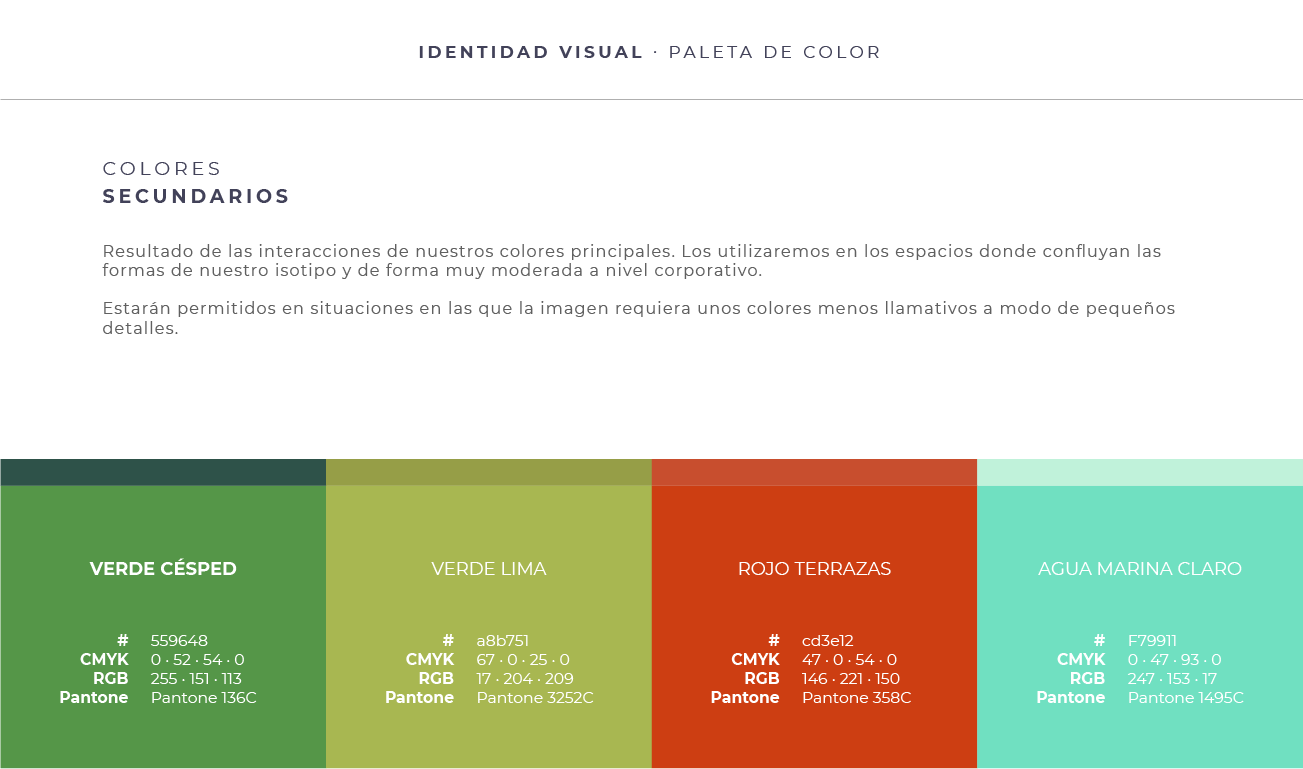paleta de colores del manual de identidad