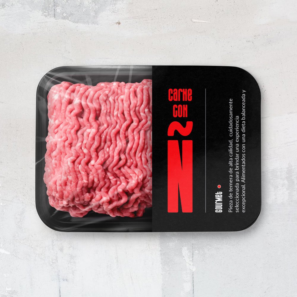Packaging premium de Carne con Ñ, diseño innovador para carnes de calidad