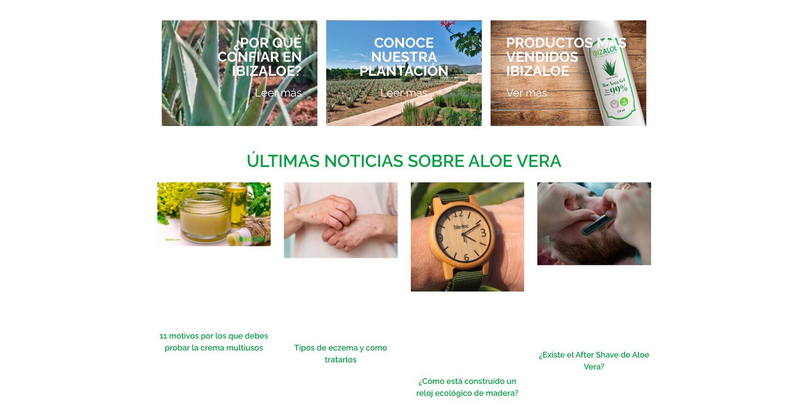 Homepage de IbizaLoe tras el rediseño: diseño limpio y orientado a ventas.