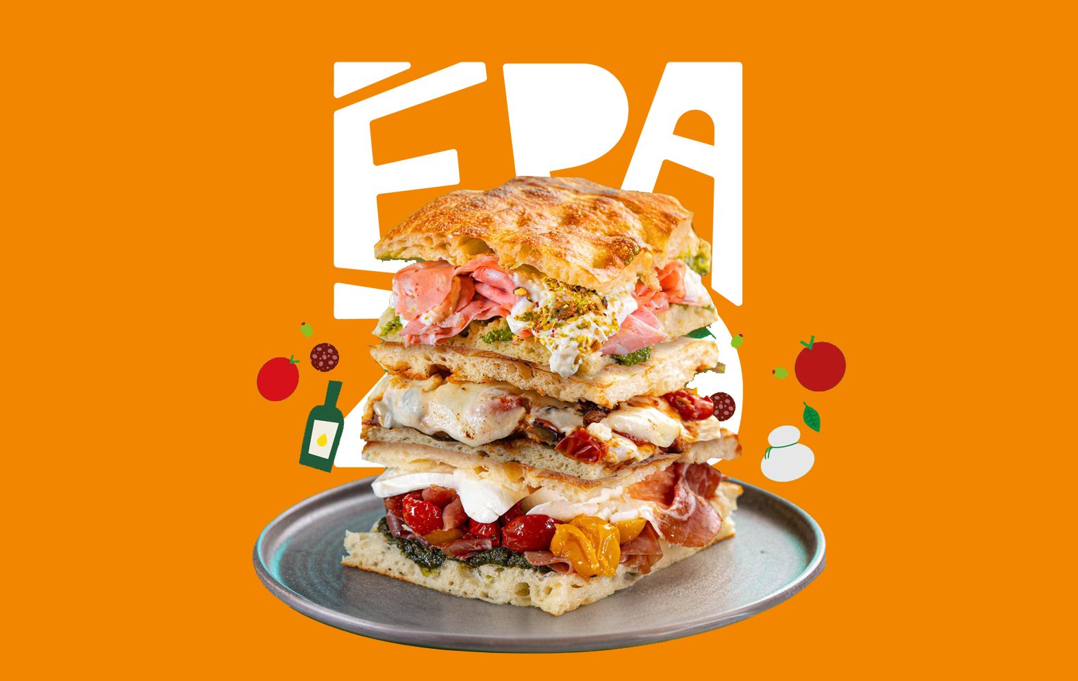 Identidad visual y logotipo artesanal para É Pazzo, focaccería italiana en Valencia.