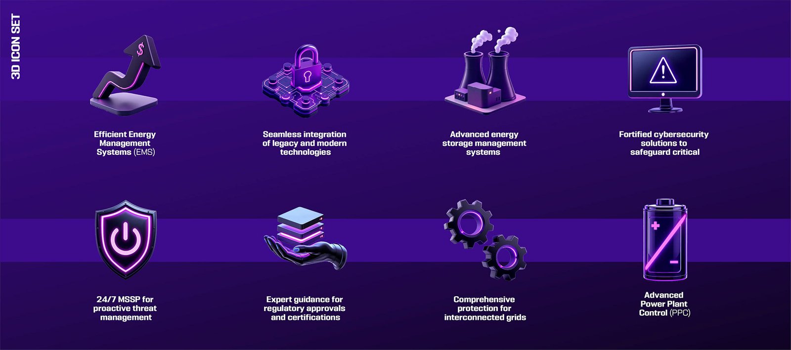 Sitio web con fondos en degradado, botones de alto contraste e iconografía animada, desarrollado por Brandesign.